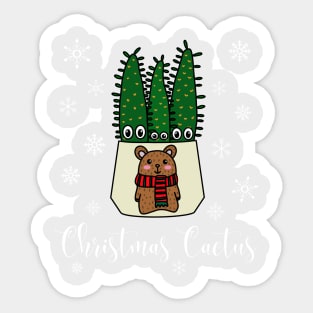 Christmas Cactus - Eves Pin Cacti In Christmas Bear Pot Sticker